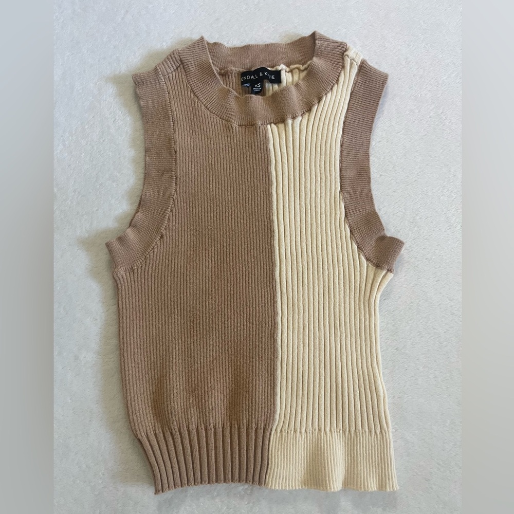 Kendall and Kylie Brown/Tan Tank Top Sweater